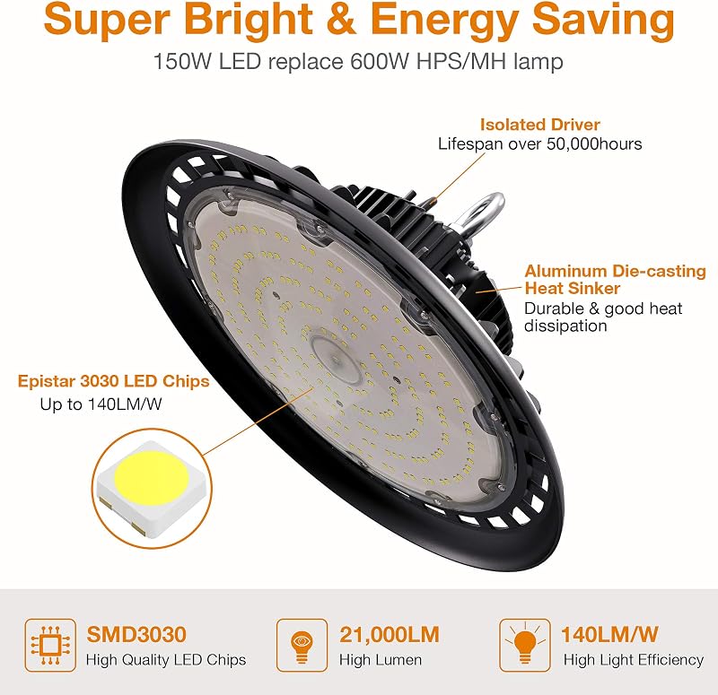 Luz LED High Bay 150W 5000K equivalente 600W HID enchufe