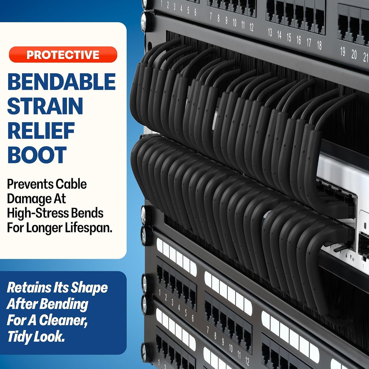 Cables Ethernet Cat6A delgados 15pies pack 24 negro 32AWG
