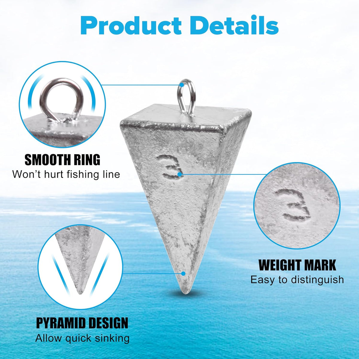Peso pesca pirámide 1-8oz para salada y dulce