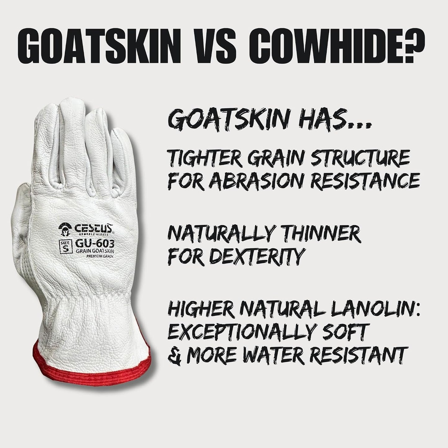 Guantes cuero solado sin forro corte natural