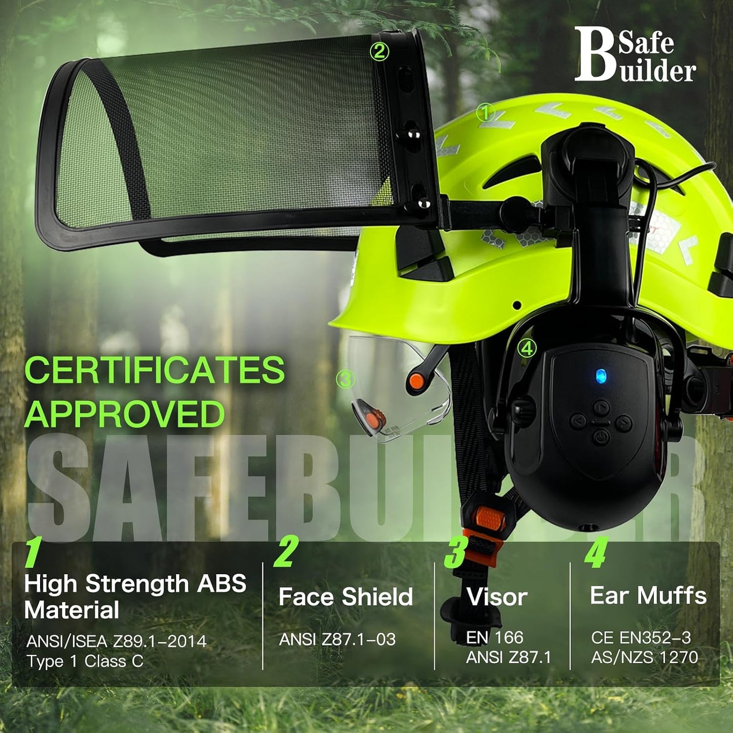 Casco seguridad motosierra ventilado con Bluetooth y