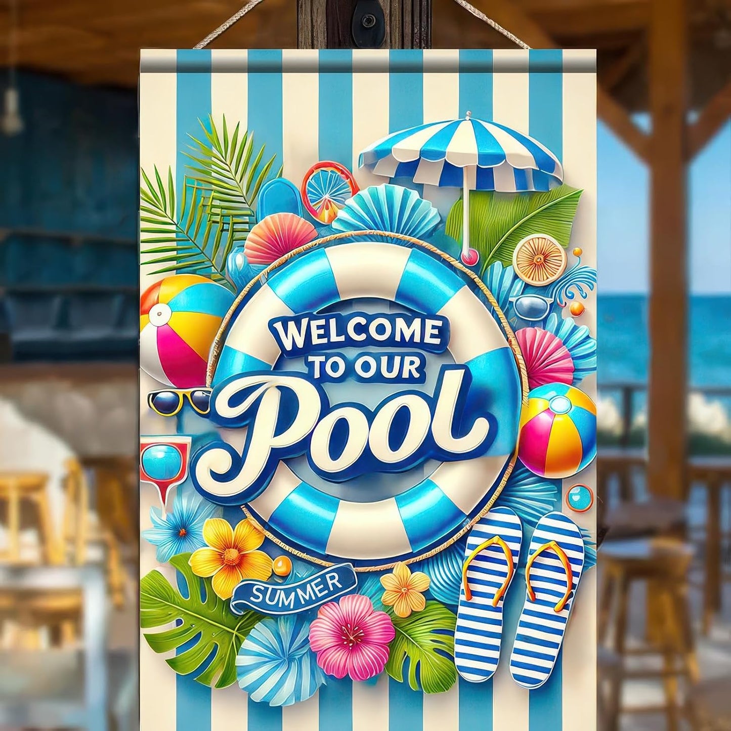 Bandera verano doble cara 12x18pulg piscina fiesta