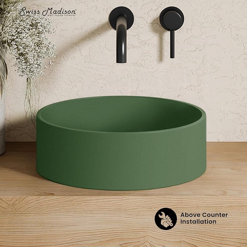 Fregadero redondo hormigón 14.5" verde mate