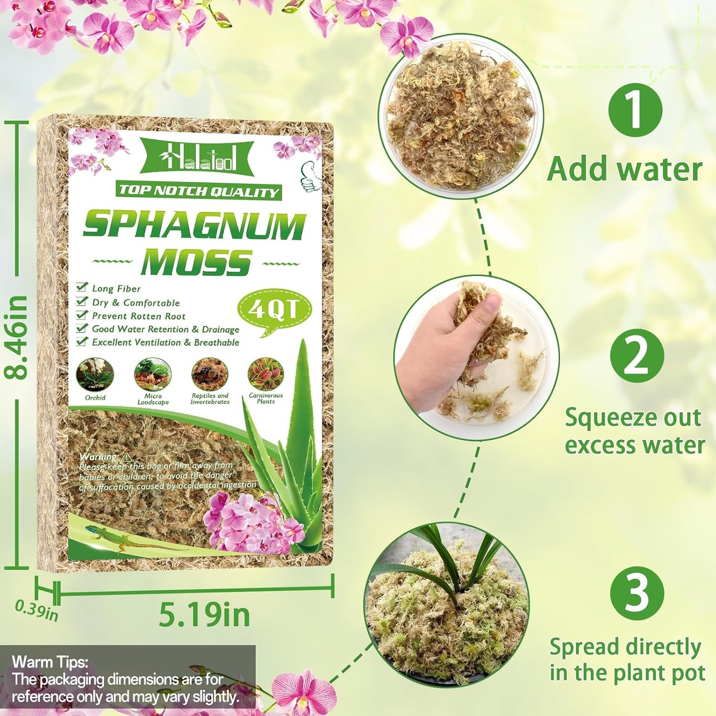Musgo esfagnum premium 3.6oz para plantas interiores y orquídeas