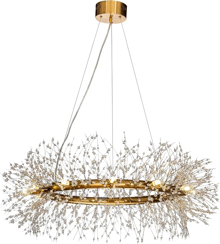 Candelabro cristal 12 luces 39" dorado cepillado