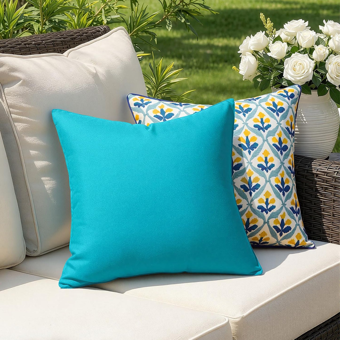 2 Fundas Almohada Exteriores Impermeables 18x18