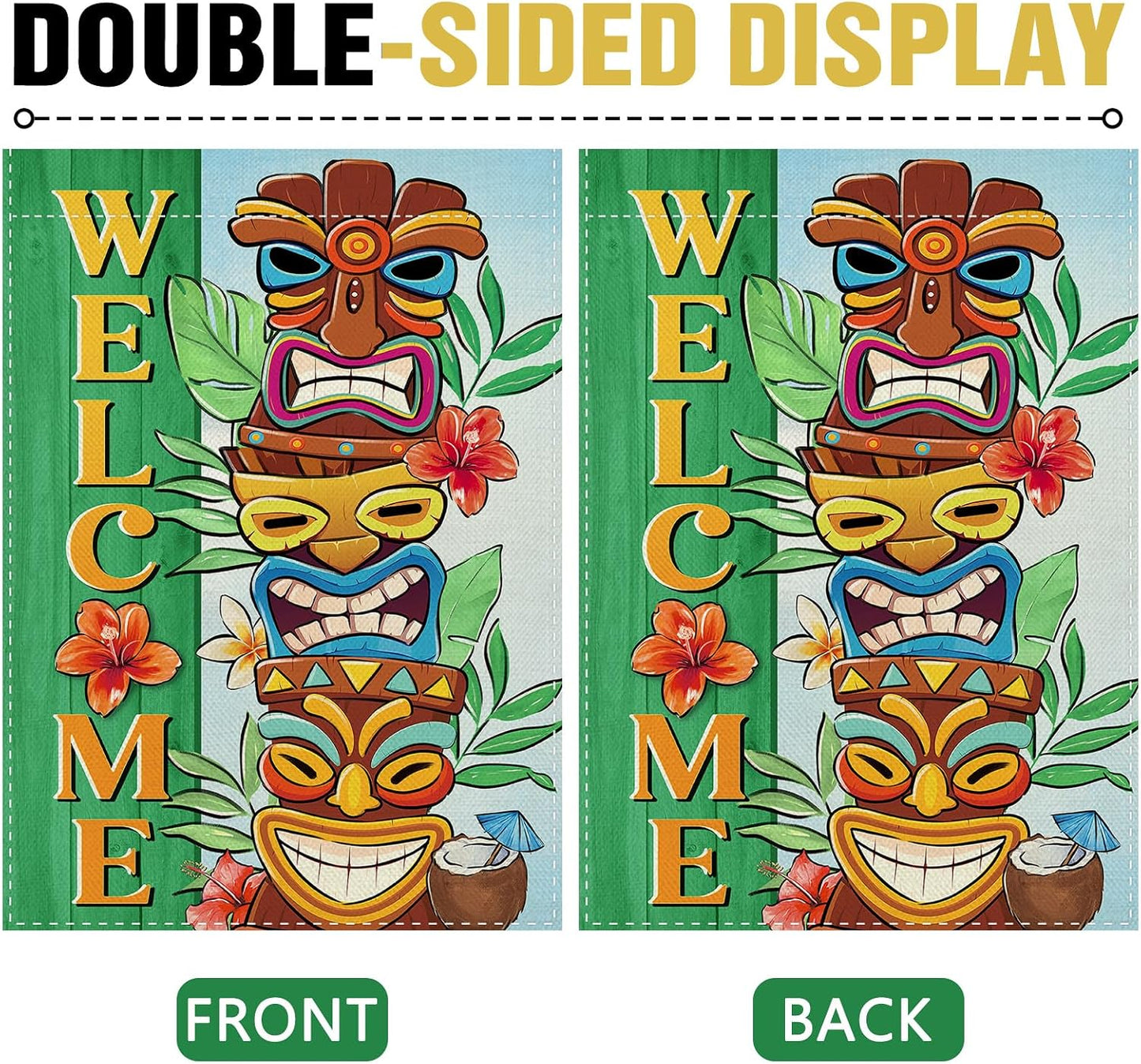 Bandera decorativa jardín tiki hojas palma monstera