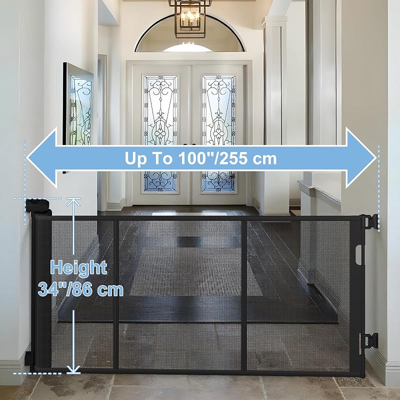 Puerta retráctil para bebé 100" malla ancha 34"