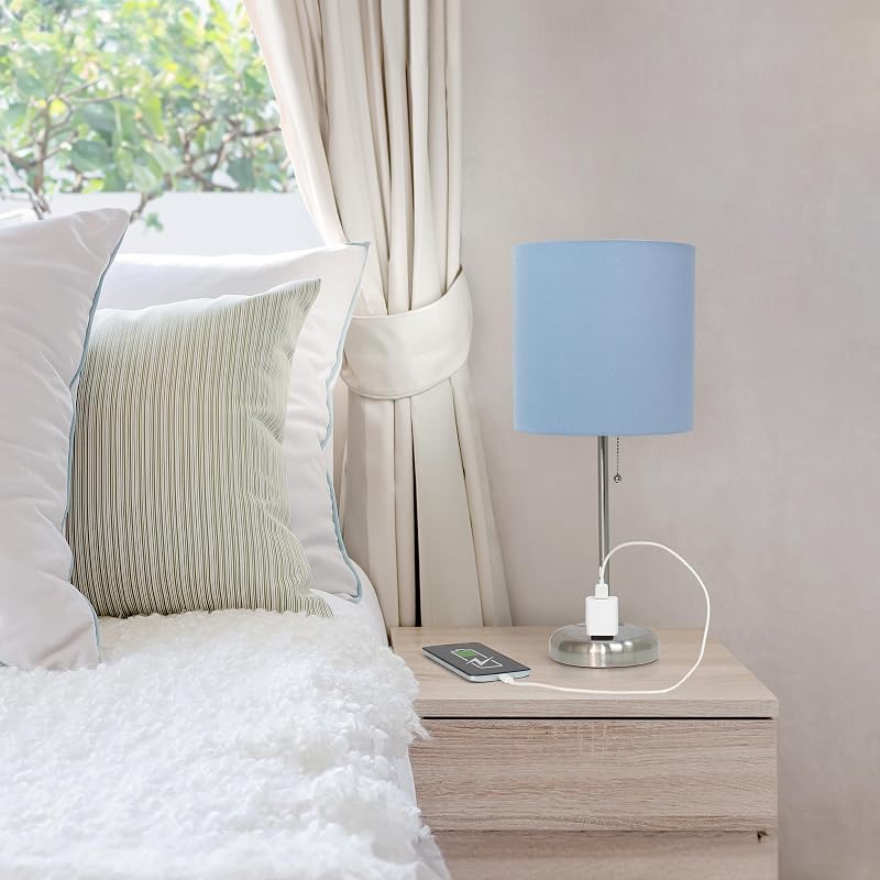 Lámpara mesa acero cepillado salida carga dormitorio oficina