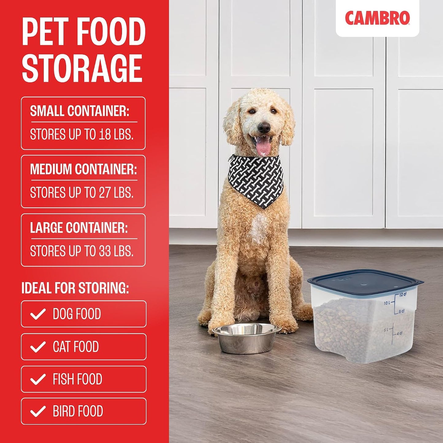 Recipiente alimentos 12qt con tapa grado NTE cocina y mascotas