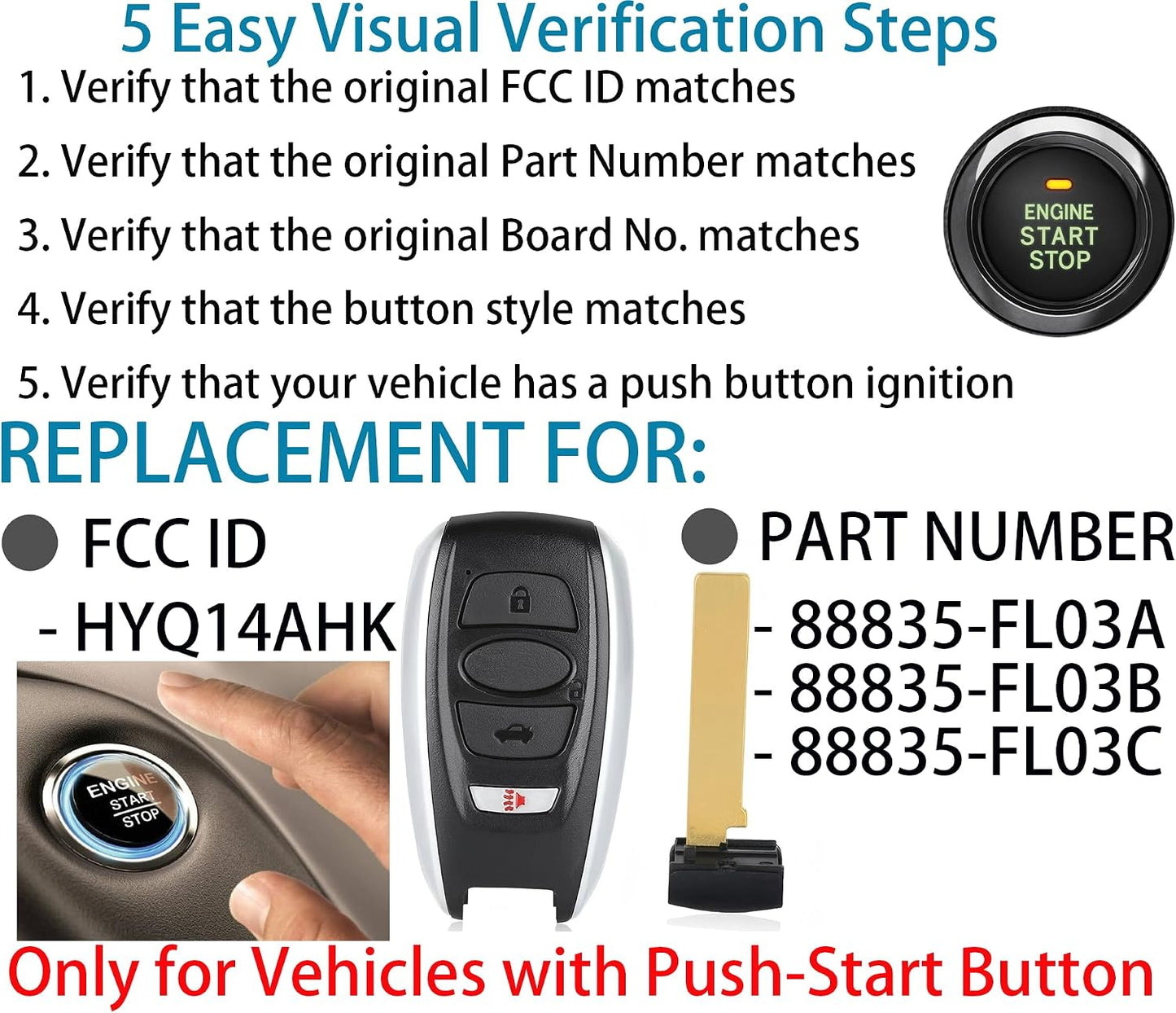 Llavero inteligente Subaru 2018-24 4 botones control remoto
