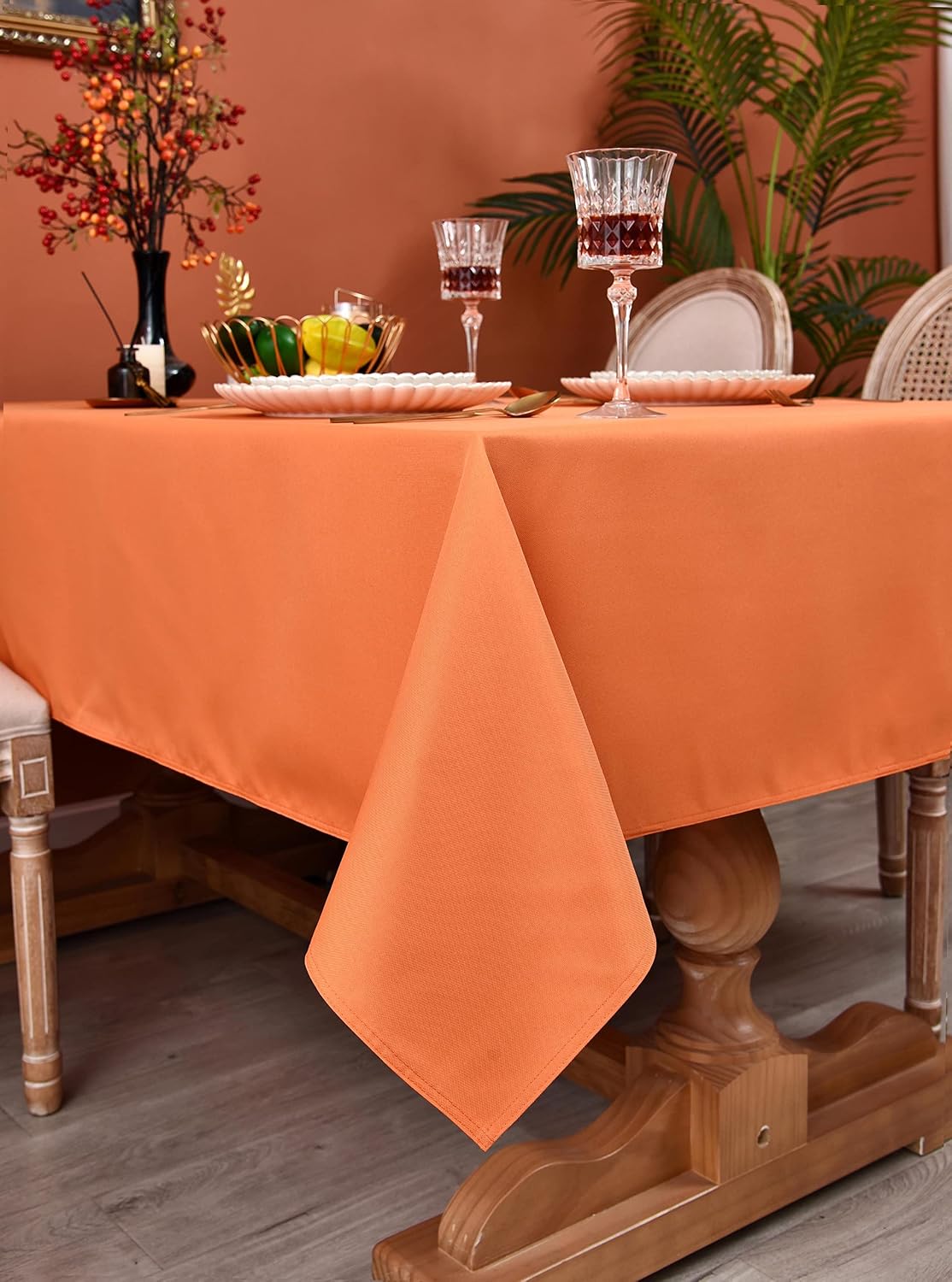 Mantel rectangular poliéster 60x84pulg resistente agua naranja
