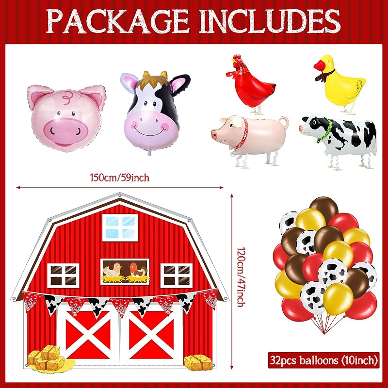 Kit decoración Halloween auto 42pzas cerdo pato globo vaca