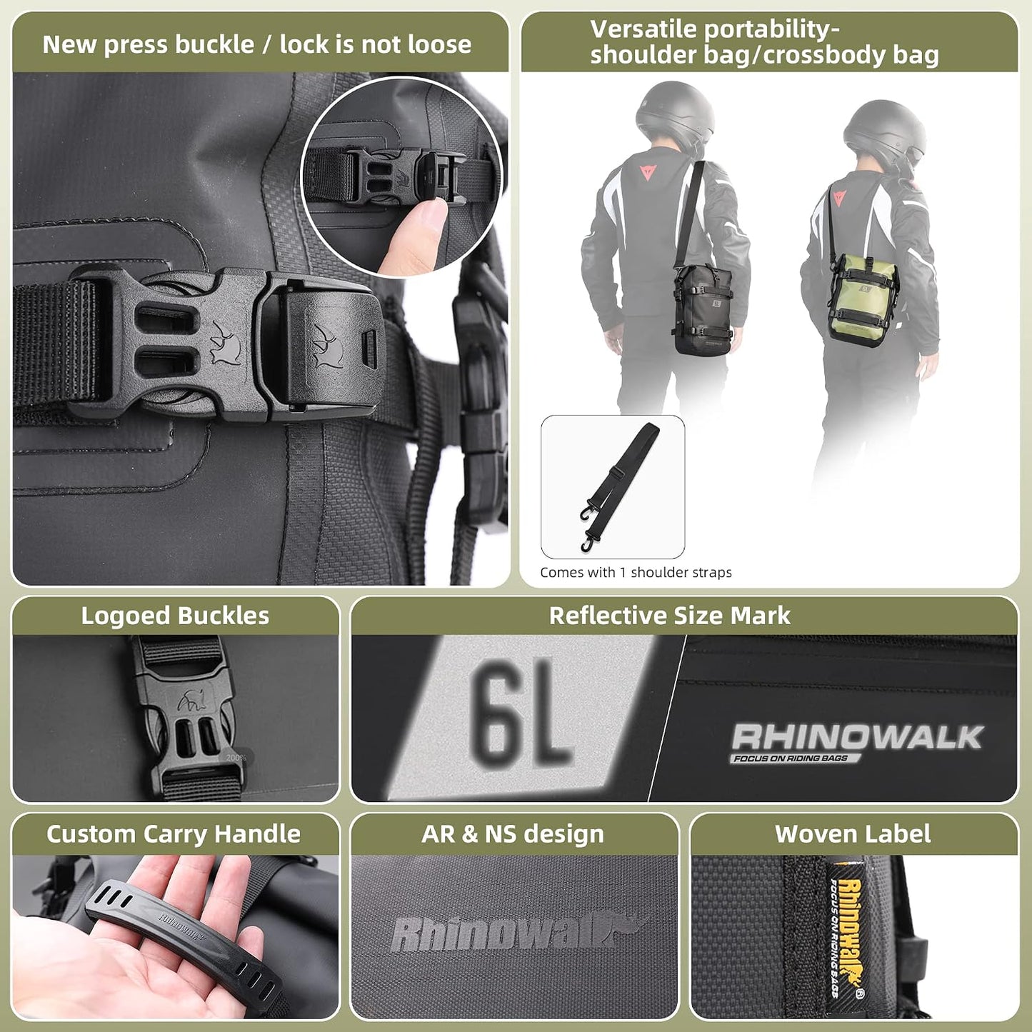 Bolsa antivuelco motocicleta impermeable 6L con correa