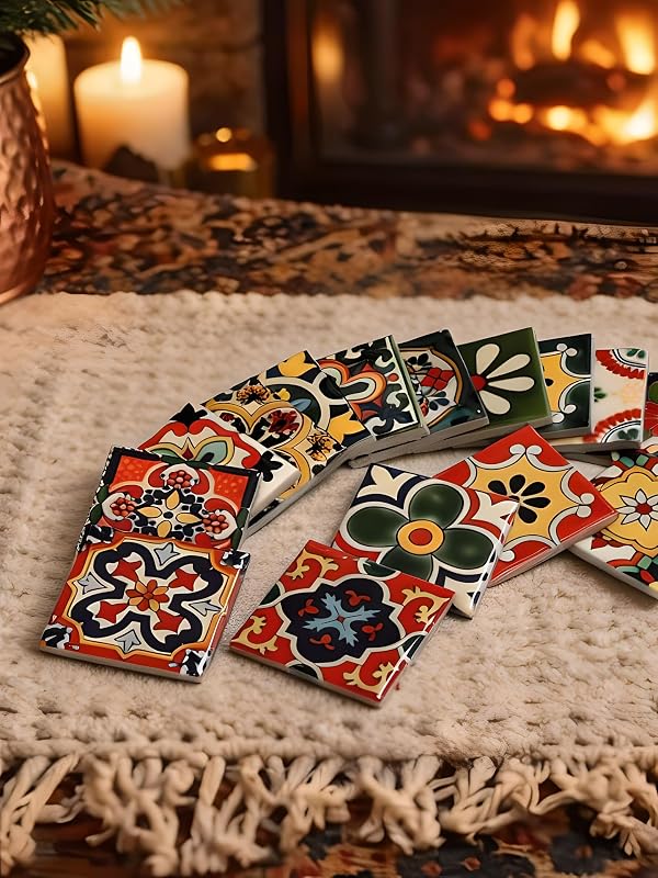 16 Azulejos Talavera Cerámica Mosaico Marroquí 1.9x1.9"
