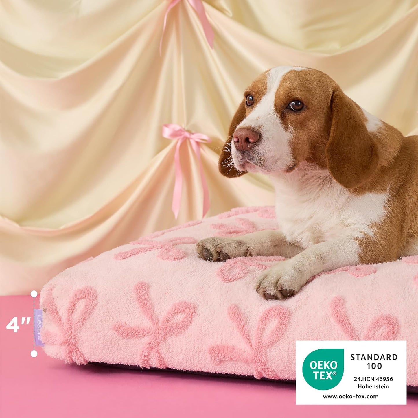 Cama perro espuma triturada funda extraible felpa antideslizante lazo