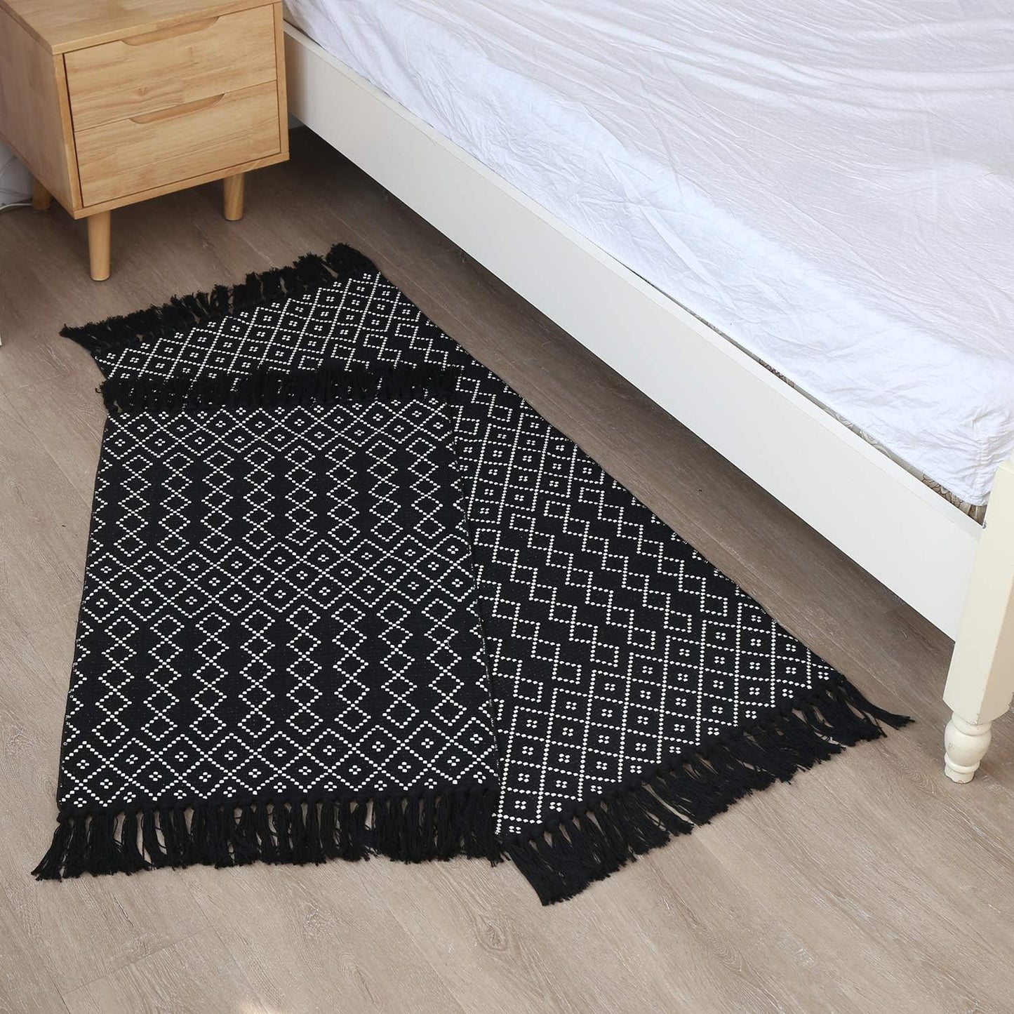 Alfombra baño tejida a mano estilo marroquí bohemia dormitorio
