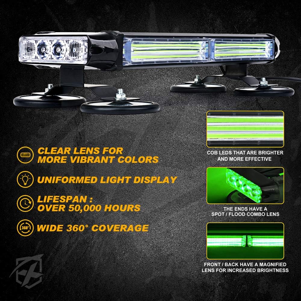 Barra luces LED verde cob techo magnética emergencia