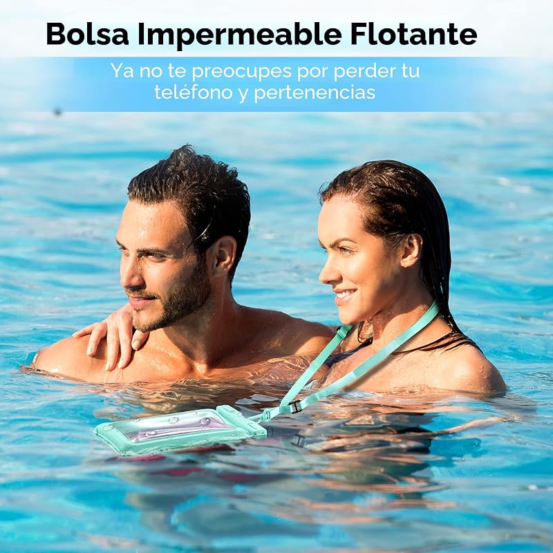 Funda flotante IPX8 para teléfono 7pulg paquete 2 con cordón