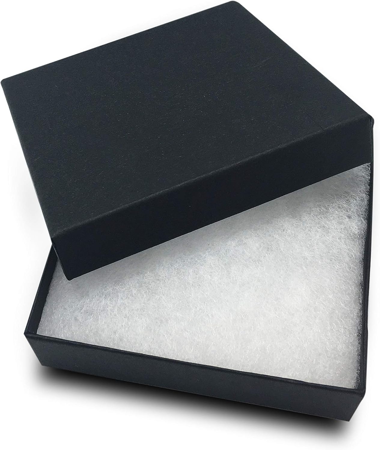 100 Cajas Regalo Cartón Joyería Relleno Algodón Negro