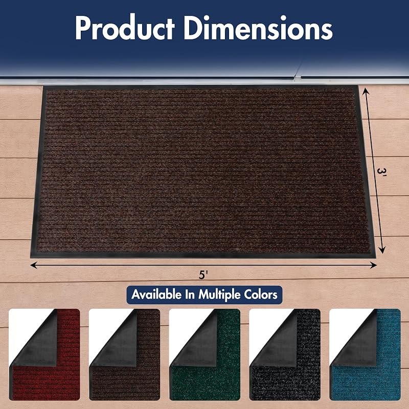 Alfombra entrada cepillo 3x5ft resistente marrón