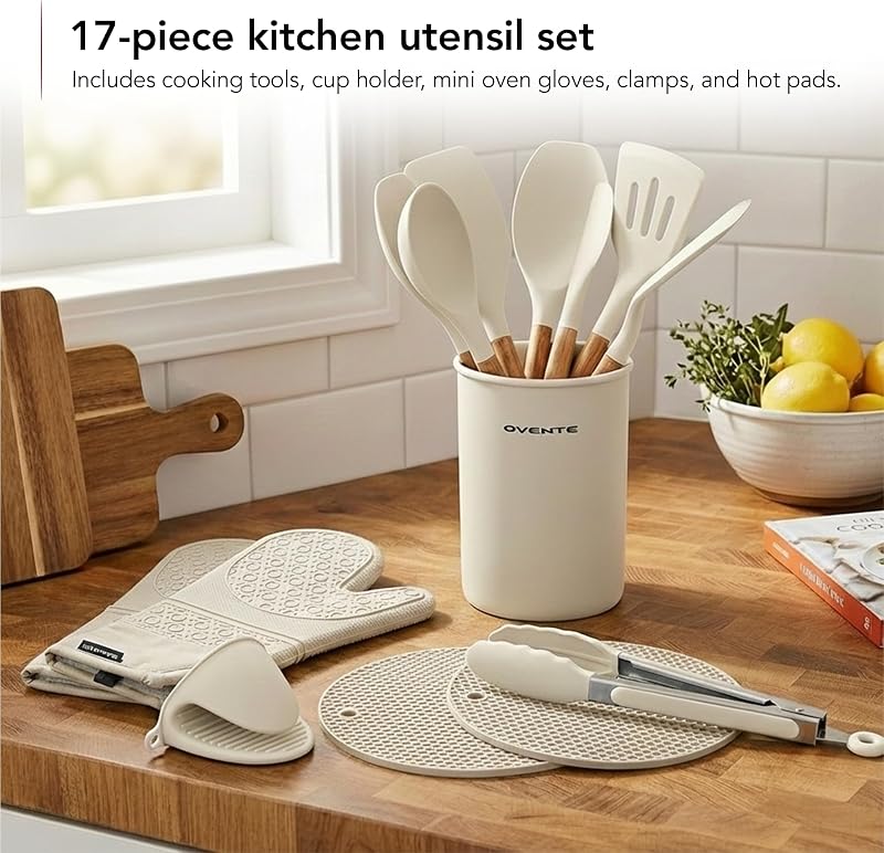 Set 17 Pzas Utensilios Silicona Antiadherente Sin BPA