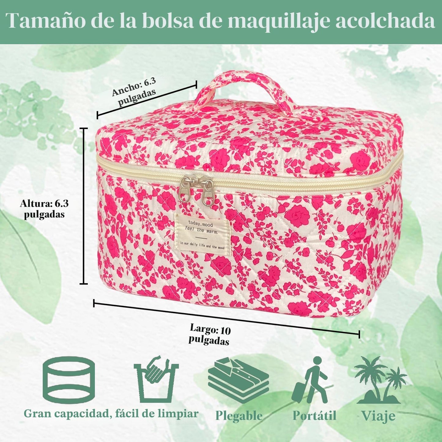 Bolso acolchado 8 colores para mujer con cremallera