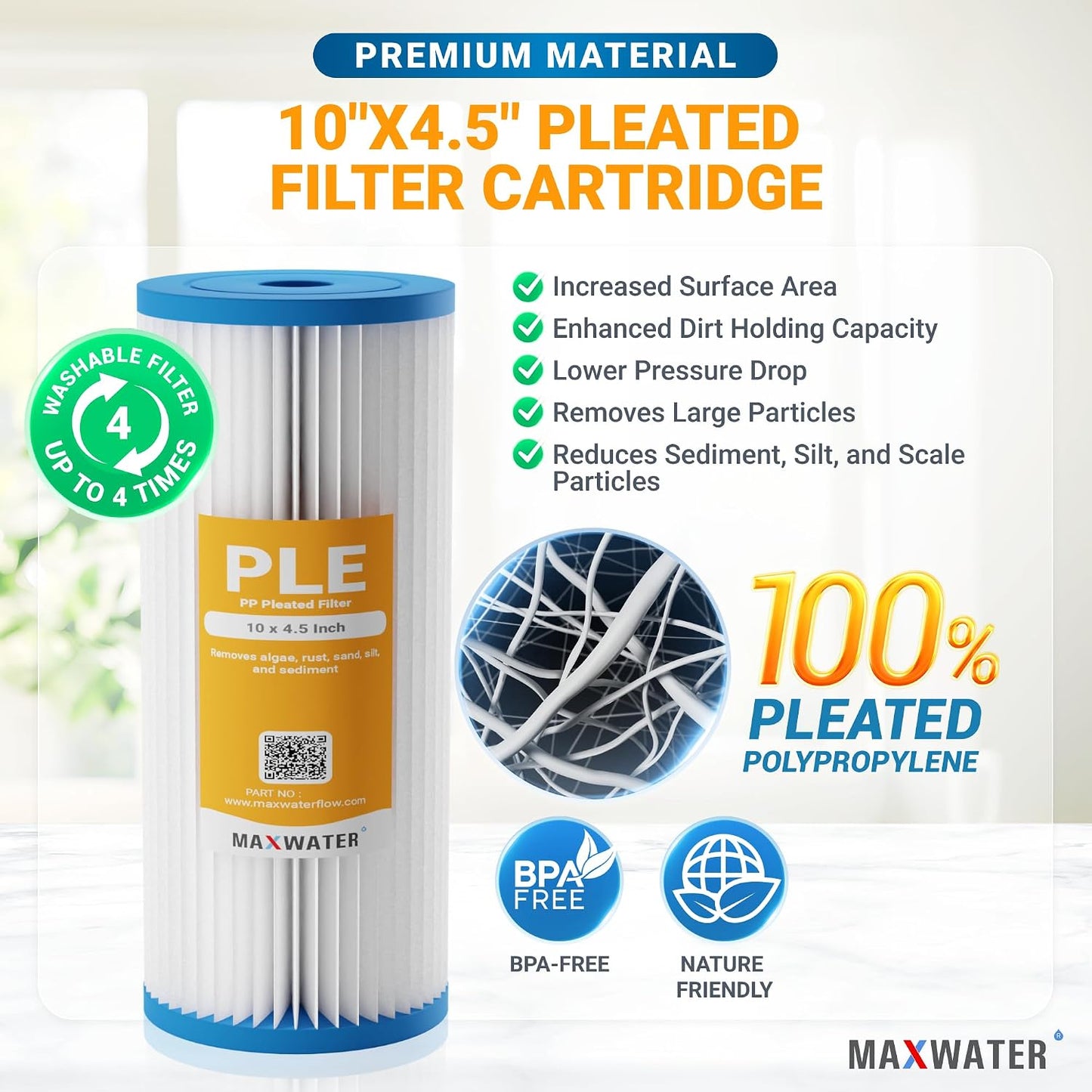 Filtro agua sedimento 50mic 10x4.5 cartucho repuesto bb 10pulg