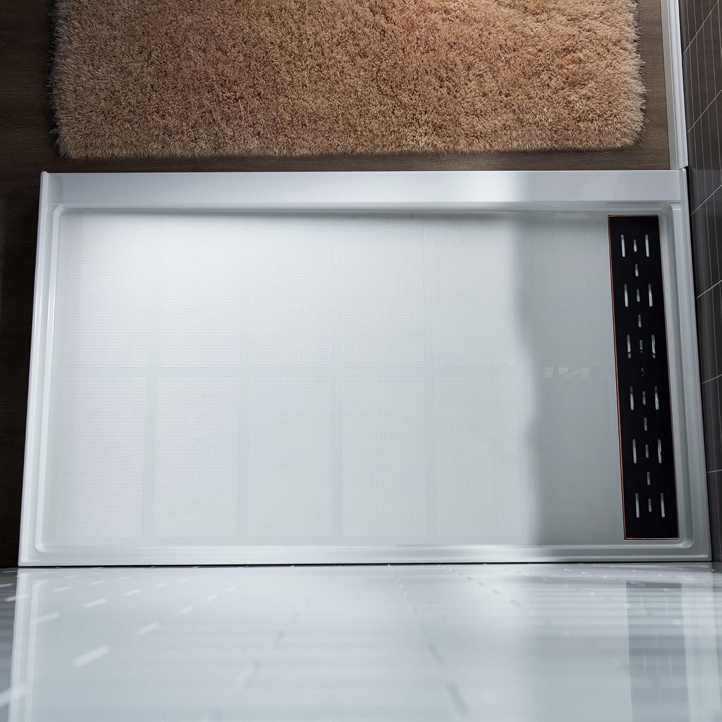 Base ducha 48x36pulg antiderrap desagüe lineal bronce