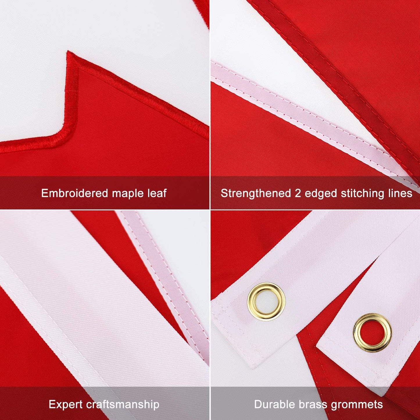 Bandera Canadá 5x8ft bordada lona ojales latón