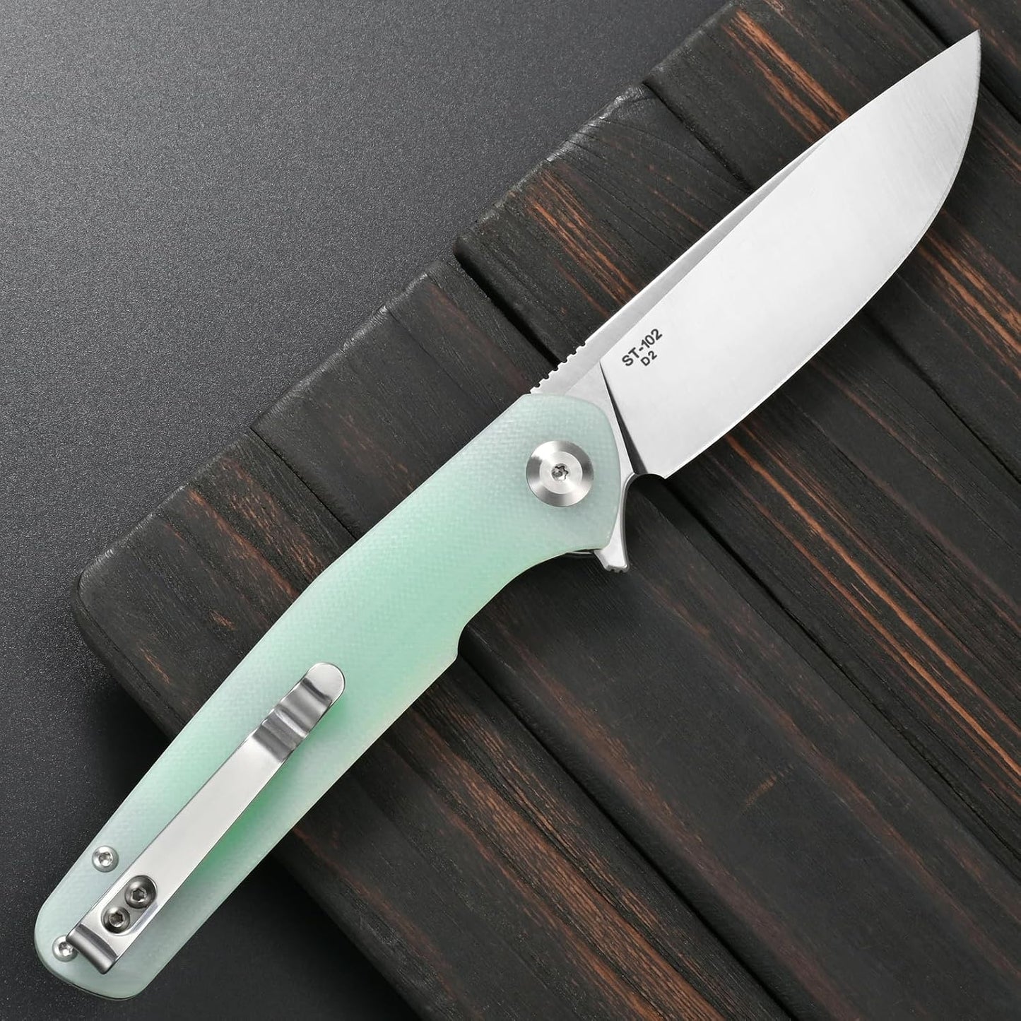 Cuchillo plegable ST102 acero D2 mango G10 turquesa