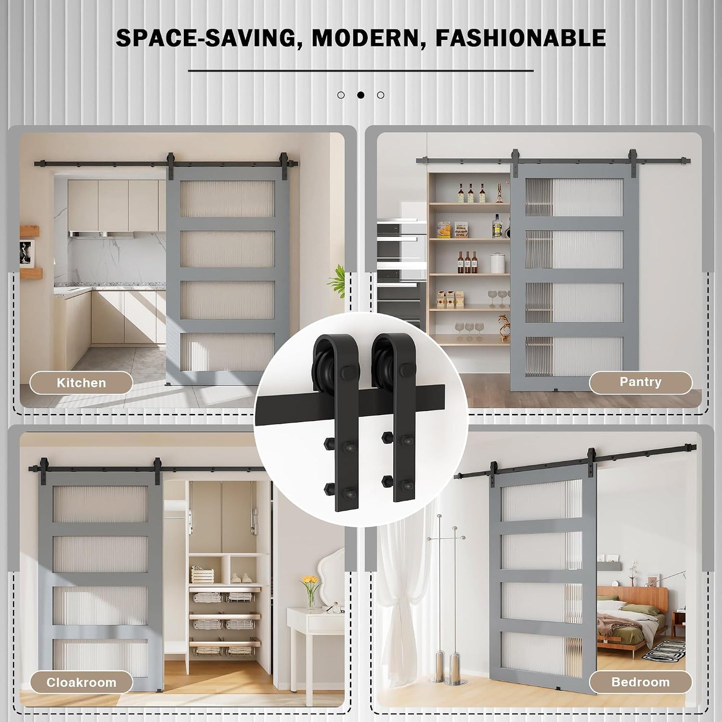 Kit herrajes puerta corrediza granero 8ft riel resistente