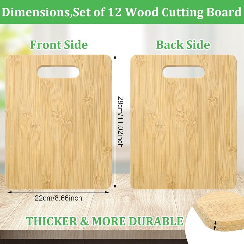 Set 12 Tablas Cortar Bambú con Asas para Cocina