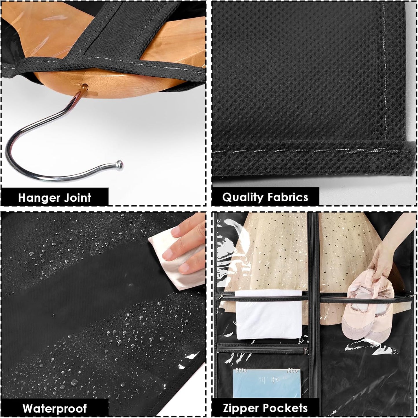 Bolsa ropa baile 40" con 3 bolsillos transparentes