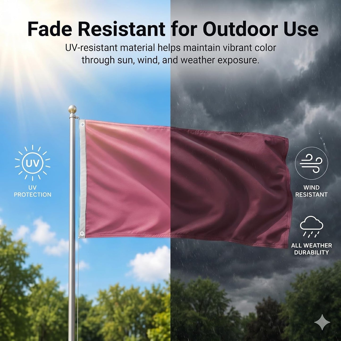 Bandera rosa 2x3 pies poliéster resistente UV