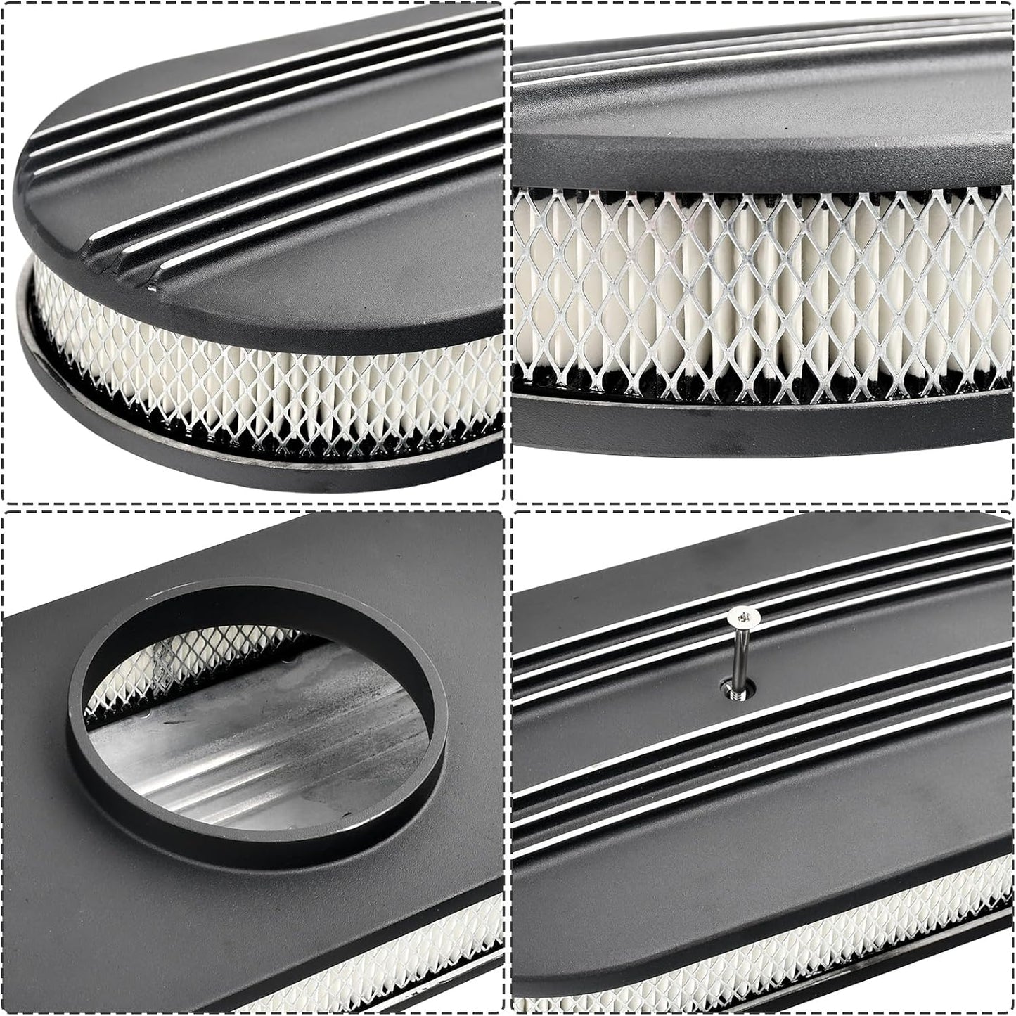 Kit montaje limpiador aire aluminio negro ovalado parcial