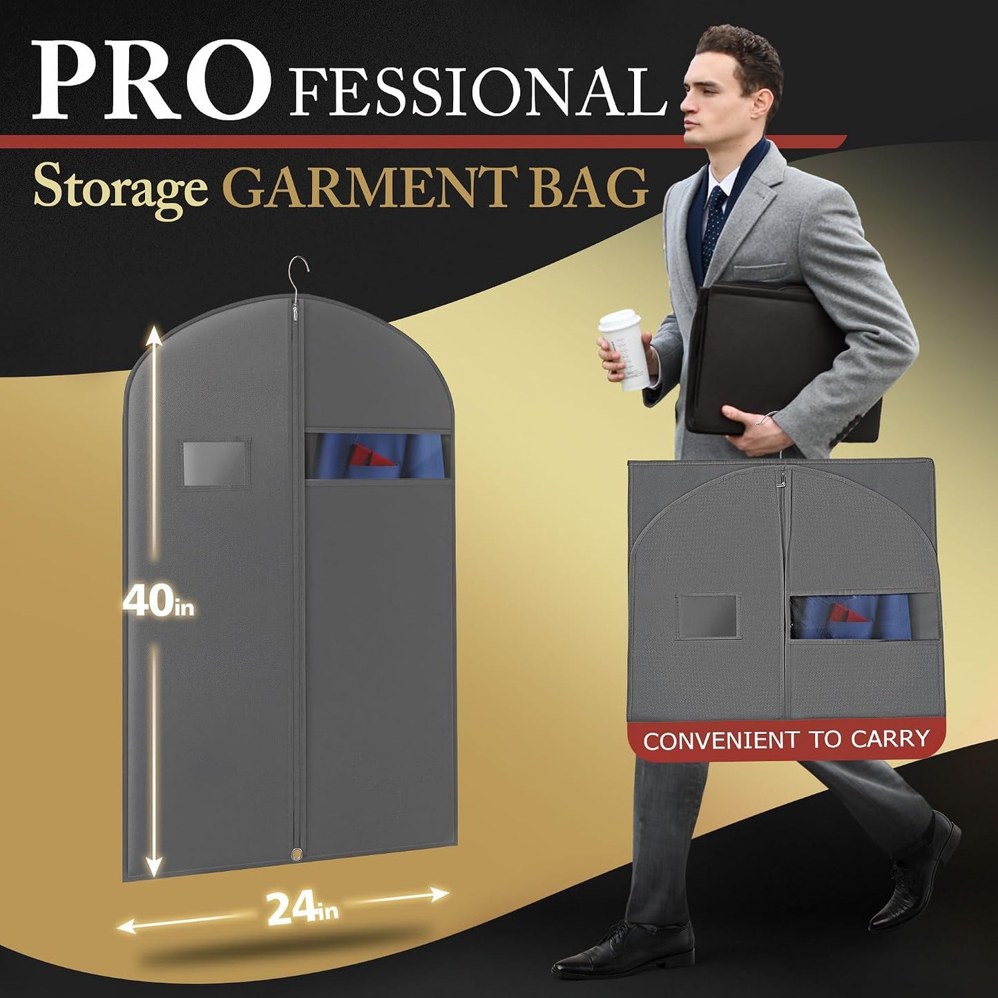 10 Pzas Bolsas Almacenamiento 40" Cremallera Ventana Gris