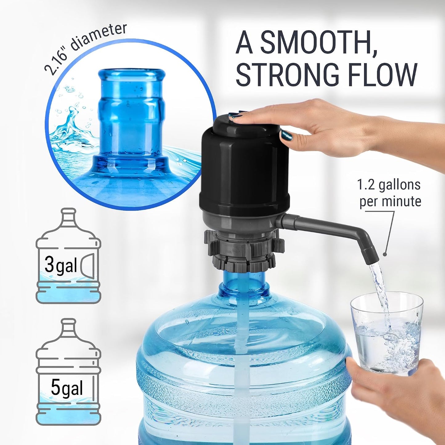 Bomba agua manual 5gal ajuste universal con tubos y cepillo