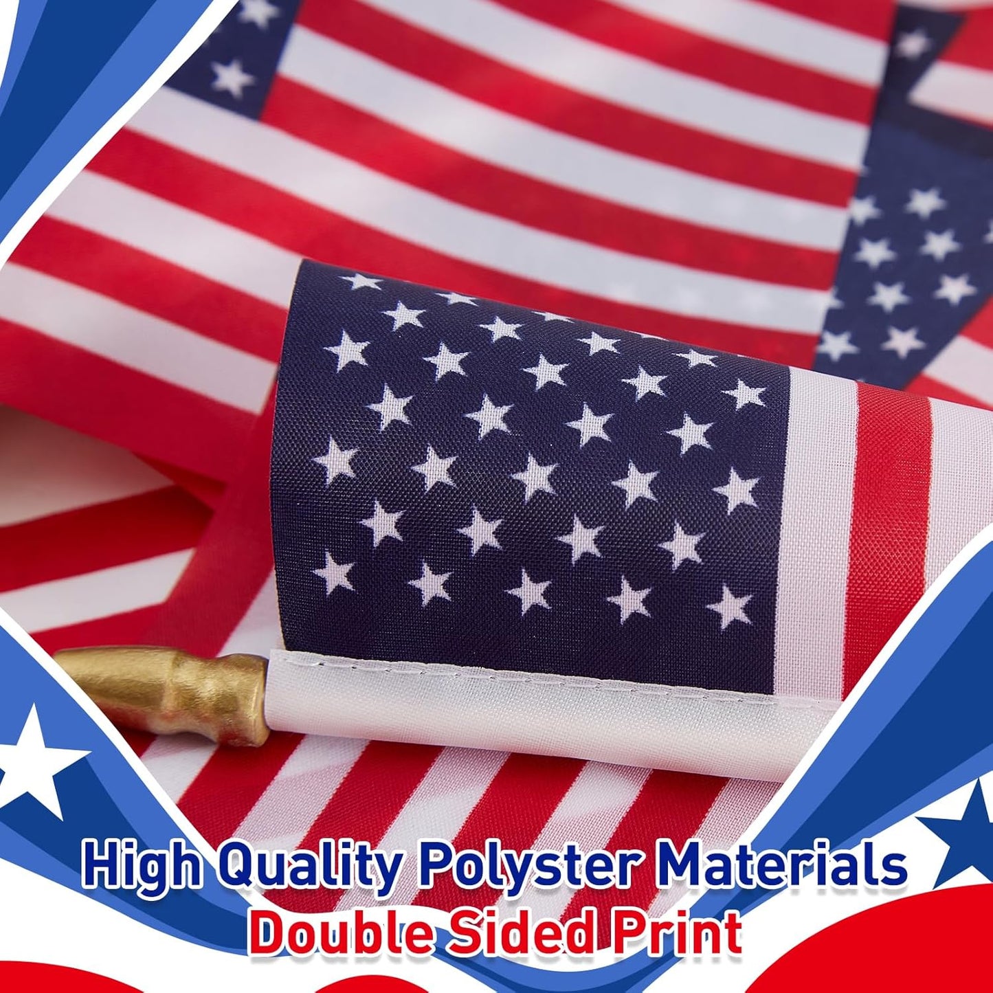 Banderas americanas en palo pack 25