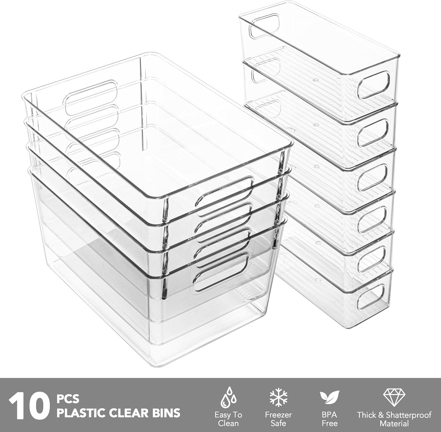 Set 10 Contenedores Plástico 4 Grandes 6 Pequeños
