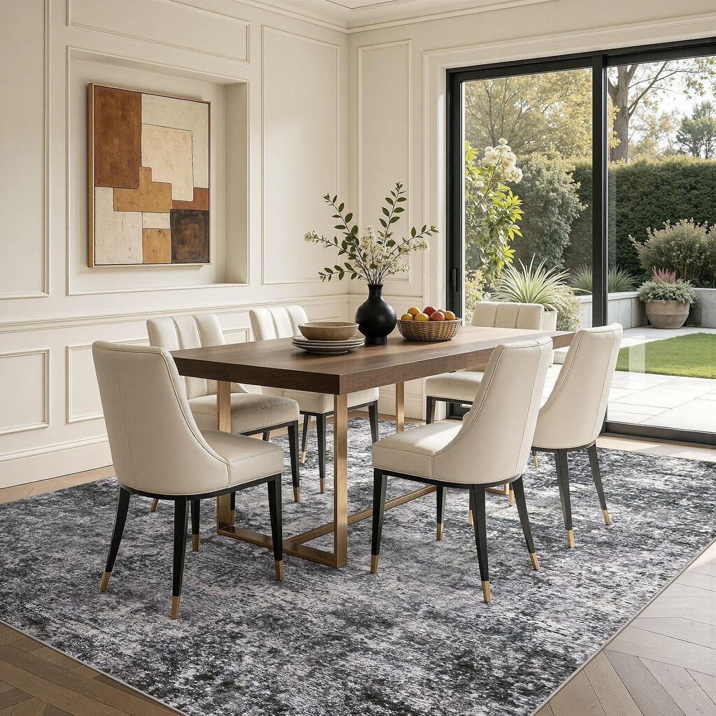 Tapete interior 9x12ft suave estilo campo gris