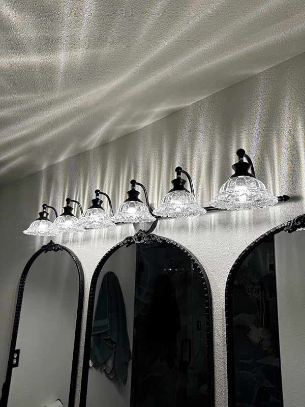 Luz de tocador estilo granja 6 luces negra