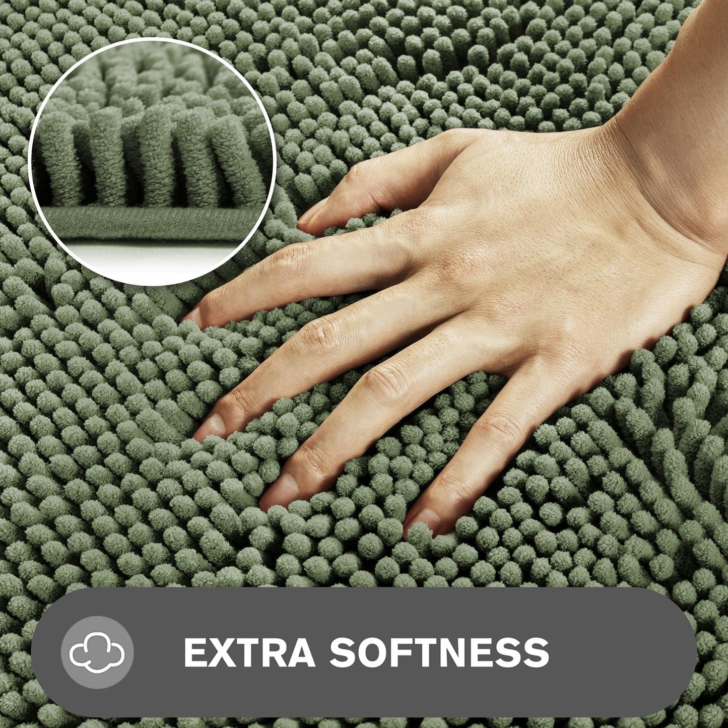 Alfombra baño 12x18pulg antideslizante felpilla gruesa verde