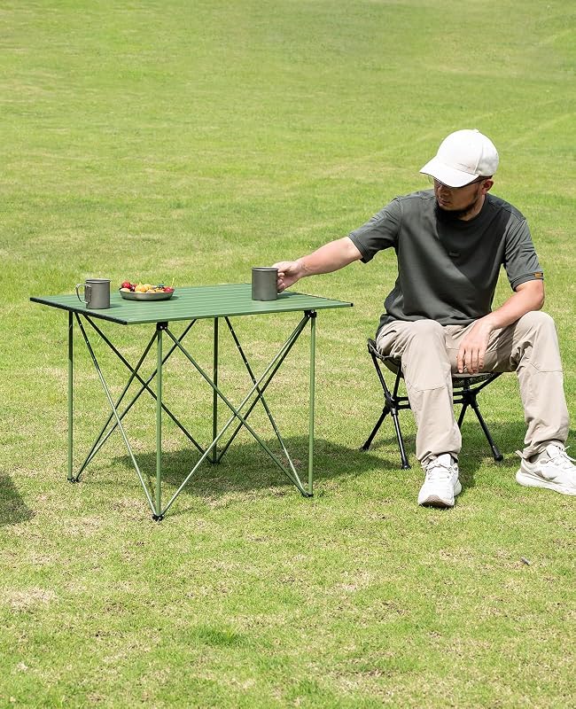 Mesa plegable camping compacta ultraligera verde XL