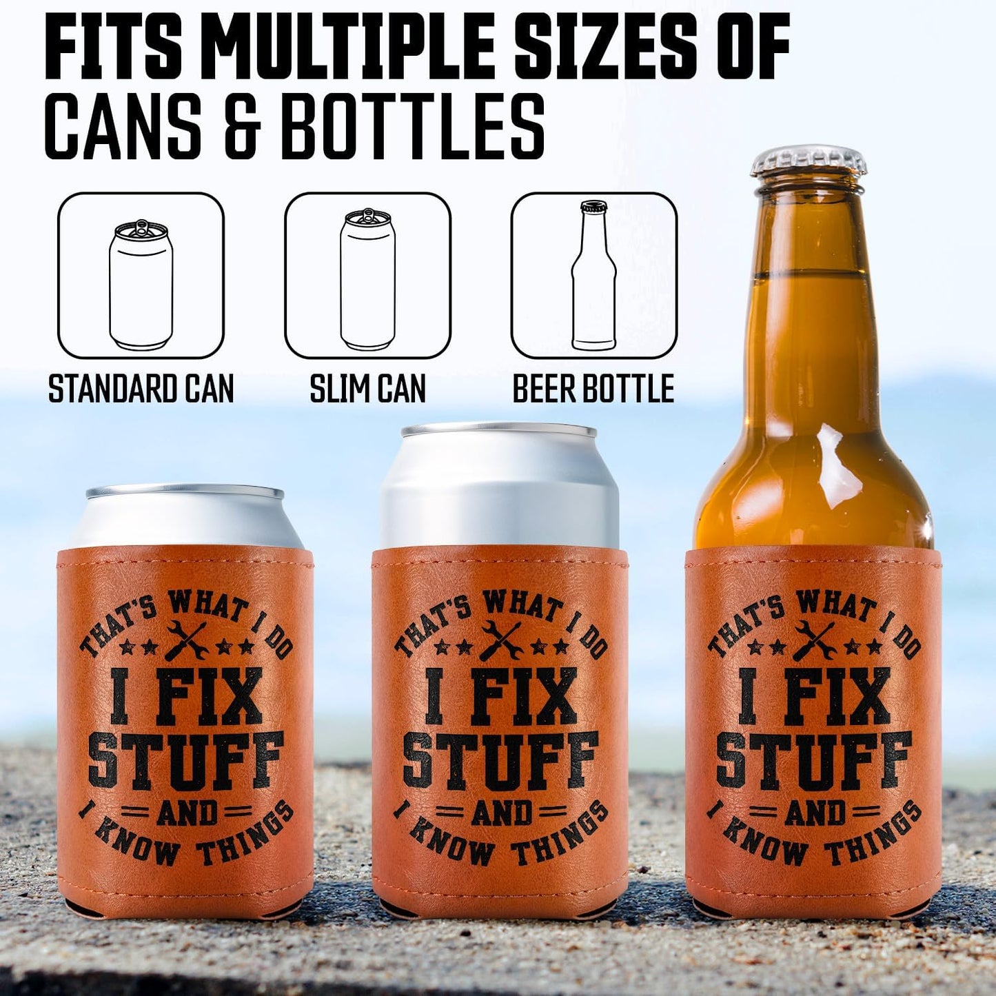 Fundas aislamiento latas cuero 12oz regalo papá