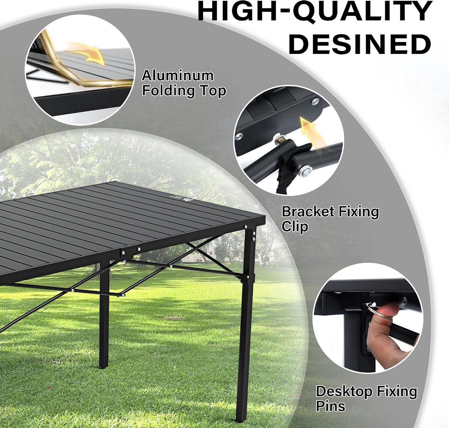 Mesa camping plegable con mesa aluminio enrollable negro