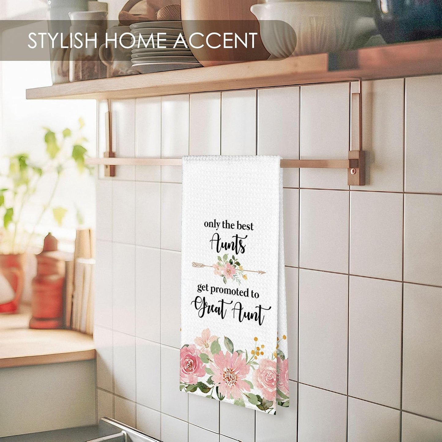 Toalla de cocina con flores pink para regalo de embarazo