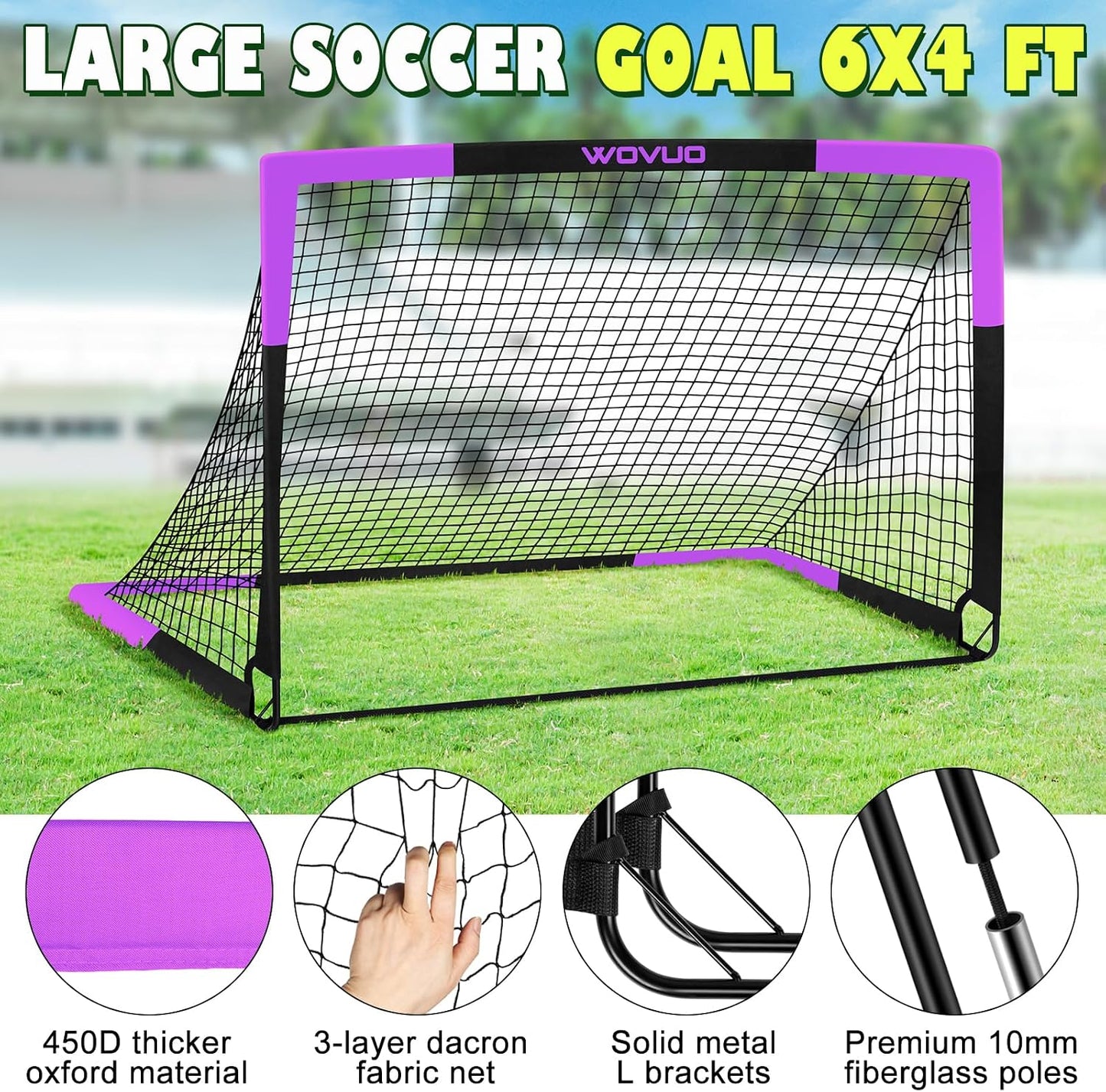 Portón fútbol para niños 6x4pies set 2 con balón cono red