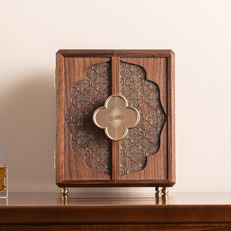 Caja joyas madera nogal negro multicapa organiz. decorativo