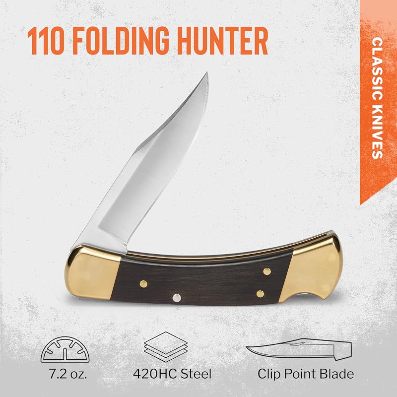 Cuchillo caza plegable funda piel genuina